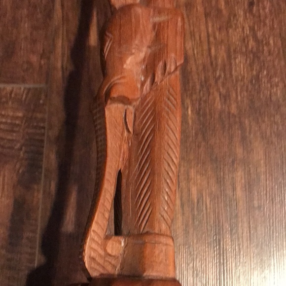 Vintage Hand Carved Wood Fork & Spoon Wall Hanging with Elephant Carvings - Picture 9 of 11